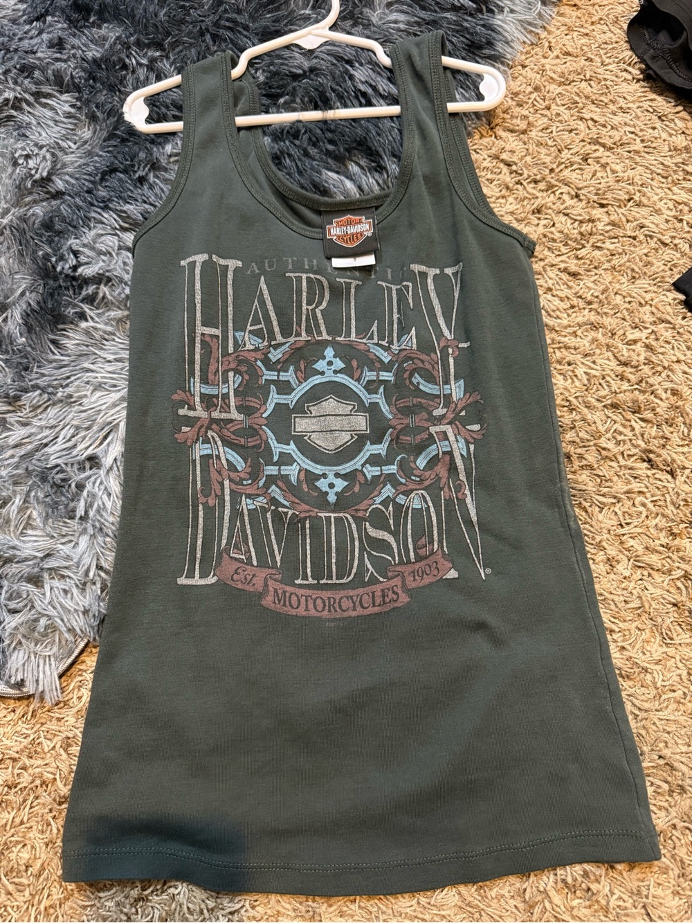 Harley-Davidson Olive Green Girls' Graphic Tank Top